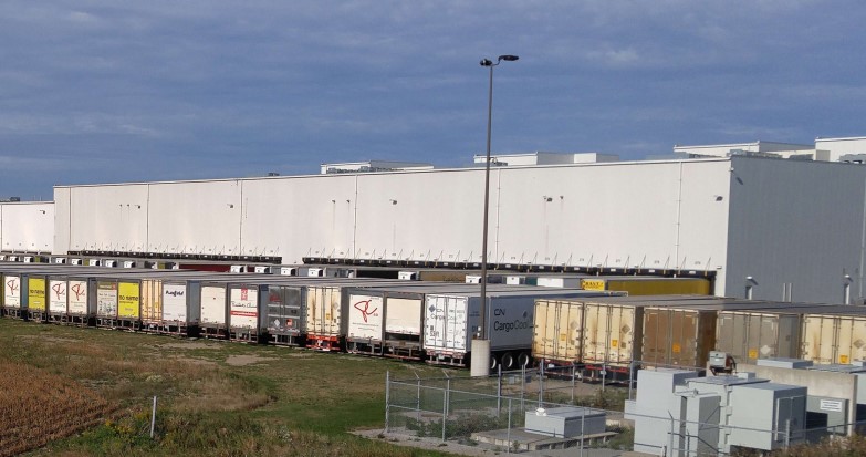 Trucks at a warehouse